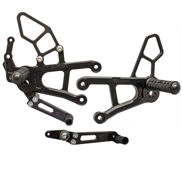 05-0416B Yamaha FZ10 Adjustable Rearset Complete W/Shift and Brake Pedal  (Std/GP) Black