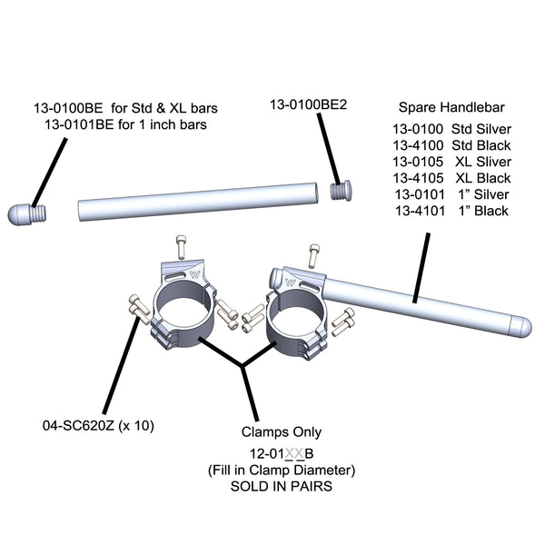 3 Piece Split Clip-ons (with regular 7/8