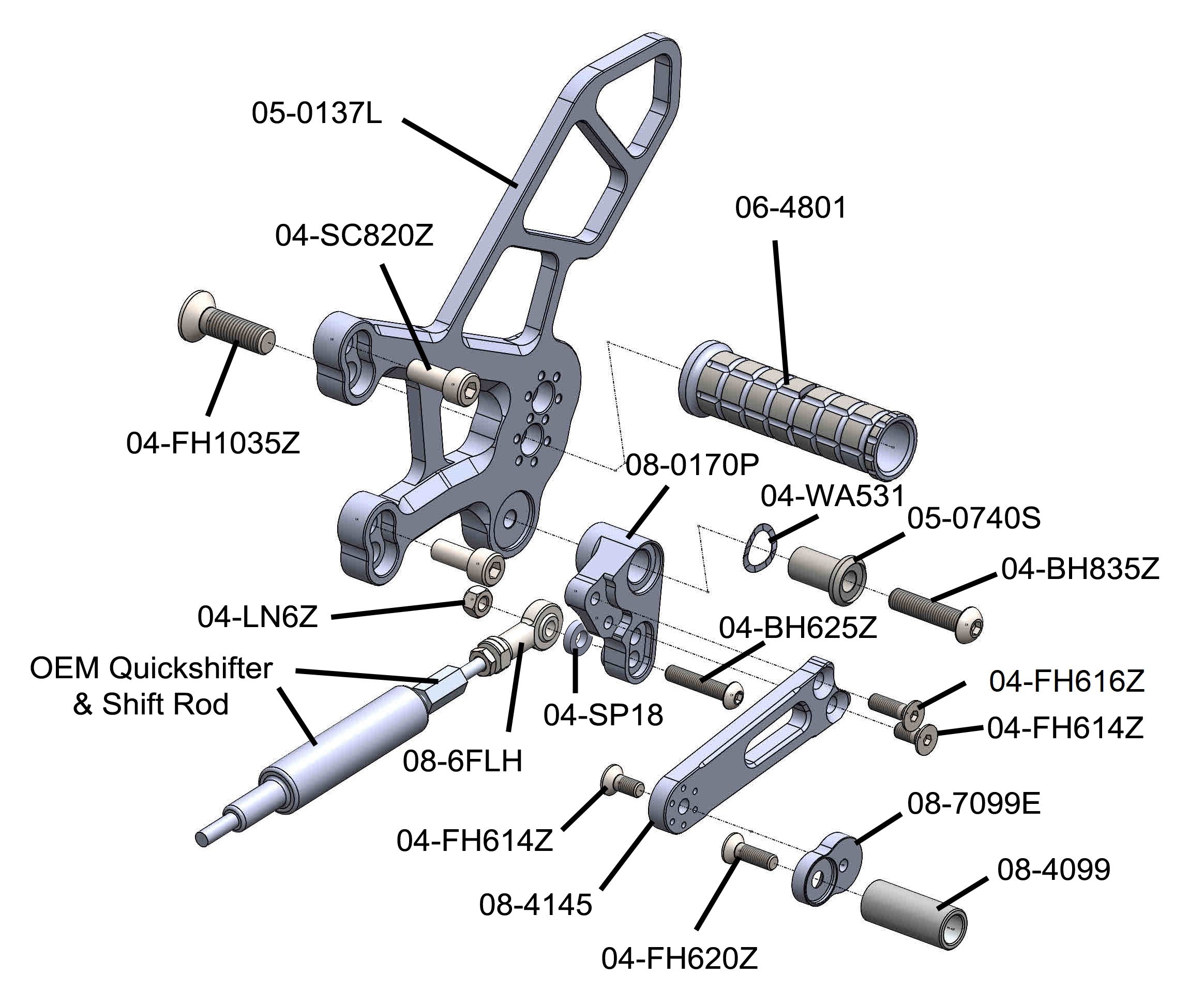 05-0137B Kawasaki ZX-4RR Complete Rearset