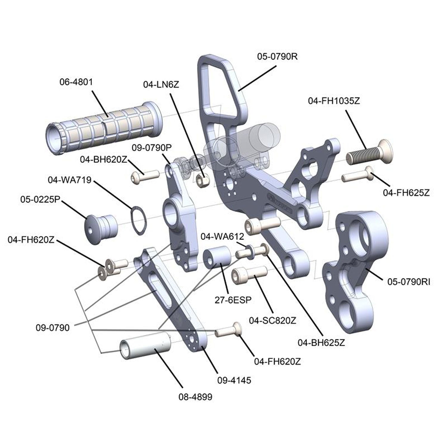 05-0790B KTM Duke790, Duke890 Adjustable Rear Set Kit Complete